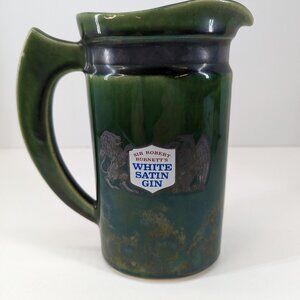 Sir Robert Burnett's White Satin Gin Shield Emblem Green Pub Jug Water Jug